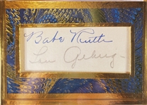 Babe Ruth & Lou Gehrig Dual Signed Album Page Segment with PSA MINT 9 Autographs! (PSA/DNA & JSA LOAs)