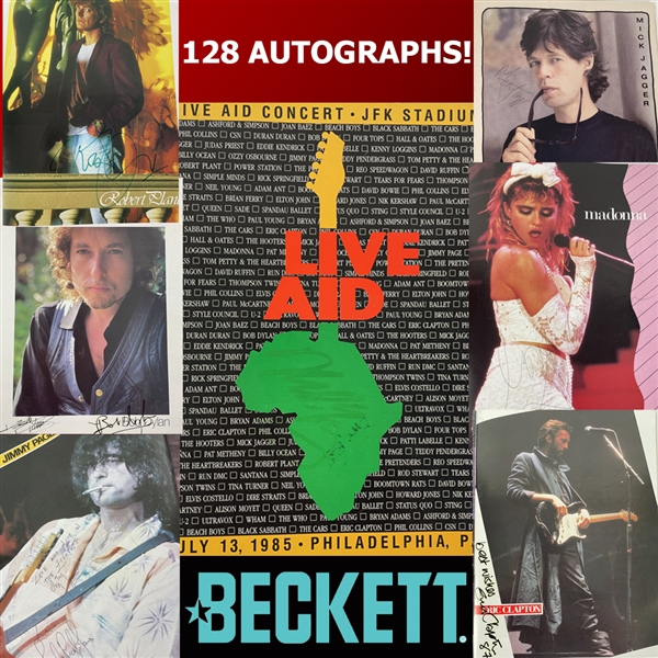 Live Aid U.S.A. Extensively-Signed Official Program w/ Bob Dylan, Rolling Stones, Led Zeppelin, Tom Petty, Madonna & Many More! (128 Total Sigs!) (Beckett/BAS LOA) 