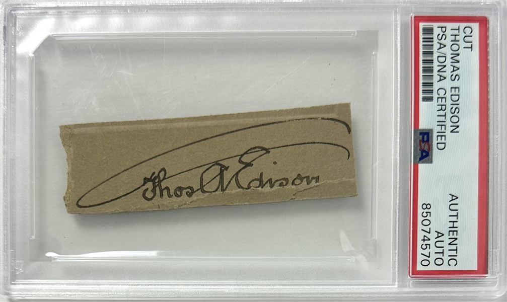 Thomas Edison Signed Sheet with Unique "Double Umbrella" Signature (PSA/DNA Encapsulated)