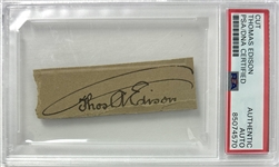 Thomas Edison Signed Sheet with Unique Double Umbrella Signature (PSA/DNA Encapsulated)