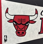 1985-86 Chicago Bulls Multi-Signed Pennant with Jordan, Oakley & More! (10 Sigs) (Beckett/BAS LOA)
