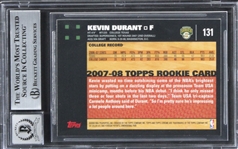 Kevin Durant Signed 2007 Topps Chrome Rookie Card with GEM MINT 10 Autograph (Beckett/BAS Encapsulated)