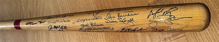 HOF Legends Multi-Signed Baseball Bat w/ Mays, Hunter, Gwynn, Seaver, Musial, Berra & Others (JSA)