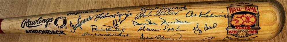 HOF Legends Multi-Signed Baseball Bat w/ Mays, Hunter, Gwynn, Seaver, Musial, Berra & Others (JSA)