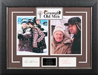 Grumpy Old Men: Walter Matthau & Jack Lemmon Signed 3 x 5 Index Cards in Framed Display (Beckett/BAS LOA)