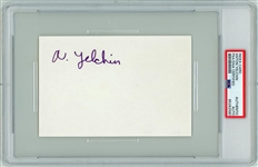Anton Yelchin Signed 4 x 6 Index Card (PSA/DNA Encapsulated)