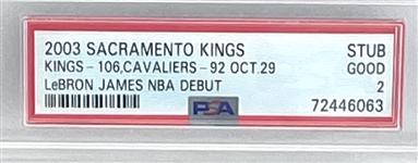 2003-04 LeBron James NBA Debut Ticket Stub From Game vs. Sacramento On 10/29/2003 (PSA/DNA Encapsulated)