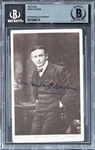 Harry Houdini Signed Postcard Photograph with Desirable Handcuff Inscription (Beckett/BAS Encapsulated)