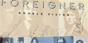 Foreigner: Incredibly Rare Original Six Signed Double Vision Album Cover w/ Ed Gagliardi (JSA)(Third Party Guaranteed)