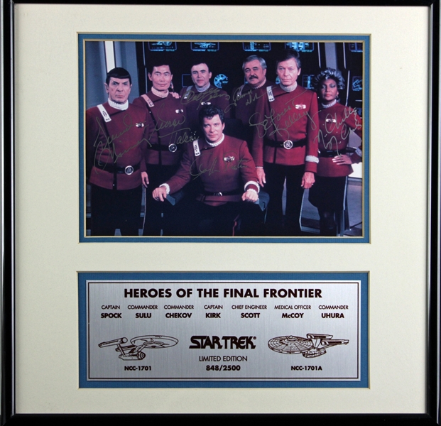 Star Trek Cast Signed Limited Edition Photo in Framed Display w/ Shatner, Nimoy, & 5 Others! (JSA LOA)