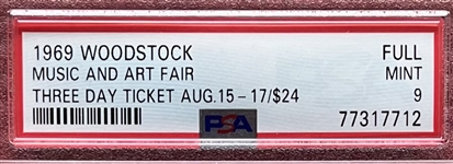 Original 1969 Woodstock Three Day Ticket Graded Mint 9! (PSA/DNA Encapsulated)