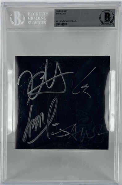 Metallica ULTRA RARE Complete Group Signed Black Album CD Booklet (Beckett/BAS Encapsulated)