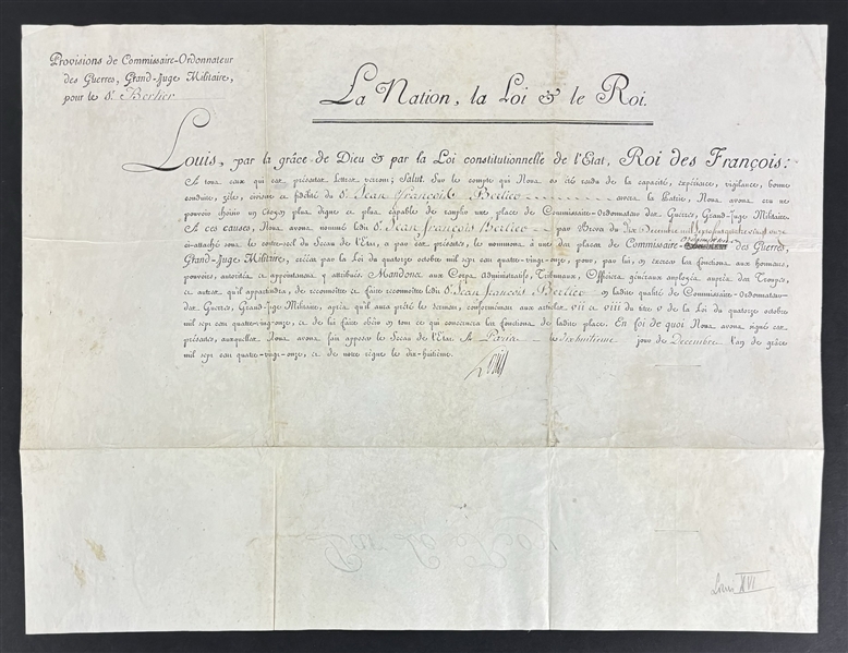 King Louis XVI Signed 1791 French Military Appointment (PSA/DNA)