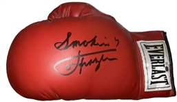 Joe Frazier Signed Red Everlast Boxing Glove w/ "Smokin" Inscription (Steiner & Third Party Guaranteed)