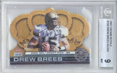 2001 Crown Royale Autographs Drew Brees /250 Rookie Card - BGS MINT 9 (Beckett/BAS Encapsulated)