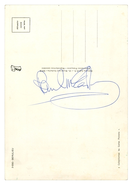 Paul McCartney 1979/1980 Autographed Oversized Postcard (France) – Beaulieu Sur Mer (Tracks LTD)