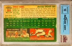 1954 Topps #94 Chicago Cubs Ernie Banks Signed Trading Card w/ Gem Mint 10 Auto! (Beckett/BAS Encapsulated)(JSA)
