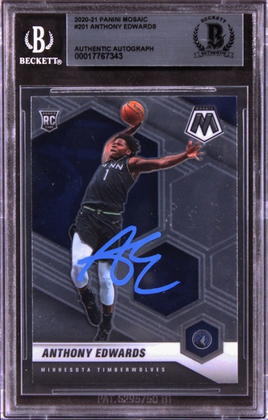 Anthony Edwards Signed 2020-21 Panini Mosaic Rookie Card (Beckett/BAS Encapsulated)