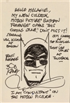 Bob Kane Hand Drawn & Signed Batman Sketch on 4" x 6" Card (Beckett/BAS)