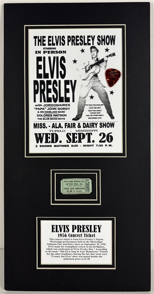 Elvis Presley 1956 Unused Concert Ticket Display - Tupelo, MS - September 26, 1956 (Elvis-A-Rama LOA)