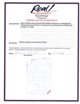Prince ULTRA RARE Handwritten Rehearsal Notes with Lyrical Cues from the Lovesexy Tour (Milan, Italy - July 1988)(Jeff Gold/Recordmecca & Epperson/REAL LOAs)