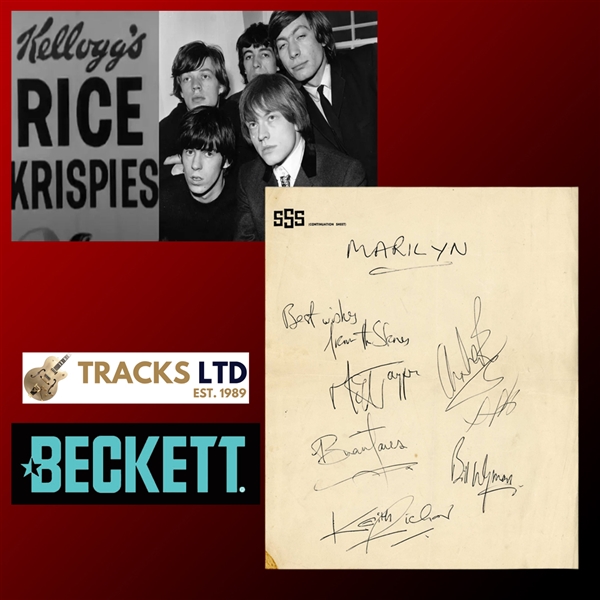 The Rolling Stones Vintage Band Signed Star Studios Letterhead Obtained During Their Rare Historic Kelloggs "Rice Krispies" Recording Session (1964)(Beckett/BAS & Tracks, Ltd., LOAs) 