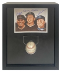 Mickey Mantle, Willie Mays & Duke Snyder Signed Baseball & Signed Photograph in Framed Display (PSA/DNA)