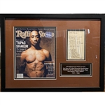 Tupac Shakur (2Pac) Signed Love Poem in Framed Display (JSA LOA)