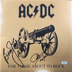 AC/DC: Brian Johnson & Cliff Williams Signed "For Those About to Rock" Album Cover w. Mint 9 Autos! (PSA/DNA)