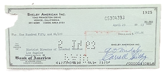 Mustang: Carroll Shelby Signed 1963 Check During Cobra-Ferrari Le Mans Wars to the IRS! (TPA Guaranteed)
