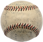 1934 Tour of Japan Team Signed Baseball w/ Ruth, Gehrig, Foxx, Mack & ULTRA-RARE U.S. Spy Moe Berg! (PSA/DNA)
