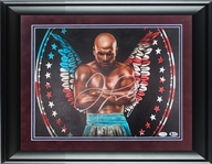 Floyd Mayweather Signed Hand Painted Framed Canvas (Beckett/BAS Witnessed)(ACOA)