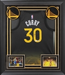 Stephen Curry Signed Black Nike Rose City Edition Warriors Jersey in Framed Display (JSA)