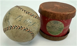 1934 Japan Tour Baseball Signed by Babe Ruth, Lou Gehrig, and U.S. All-Stars – With Original Japanese Tamazawa Box (PSA/DNA)