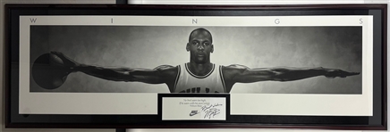 Michael Jordan 1989 "Wings" 23" x 72" Framed Poster with Signed Cut and “Best Wishes” Inscription (Third Party Guaranteed)
