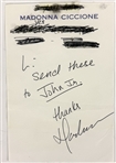 Madonna handwritten Note on Personal Stationary with Reference to JFK Jr! (Beckett/BAS LOA)