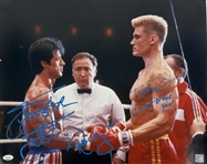 Sylvester Stallone & Dolph Lundgren Signed "Rocky IV" 16x20 with "Rocky" and "I Must Break You" Inscriptions (JSA LOA & ASI COA)