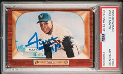 Willie Mays Signed 1955 Bowman #184 Vintage Baseball Card (PSA/DNA Encapsulated)